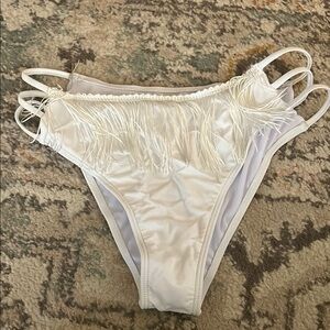 SHEIN White Fringe Bikini Bottom